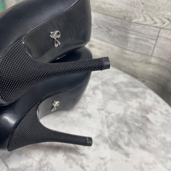 Antonia Saint New York Heels Women 7.5 Shoes Black Leather Pointed Cushion Pumps - Picture 15 of 16